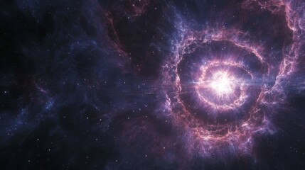 Wall Mural - an enchanting 3d illustration of a wormhole filled with stars, nebulae, and black holes filled with 