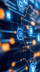 Poster - A digital wallet interface with encrypted icons, representing secure online transactions