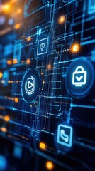 Poster - A digital wallet interface with encrypted icons, representing secure online transactions