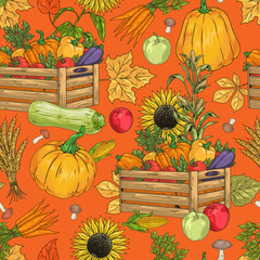 Sticker - Autumn harvest colorful seamless pattern