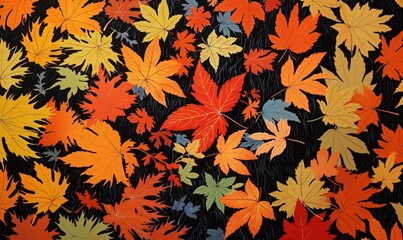 Wall Mural - Autumn leaves maple plant leaf.