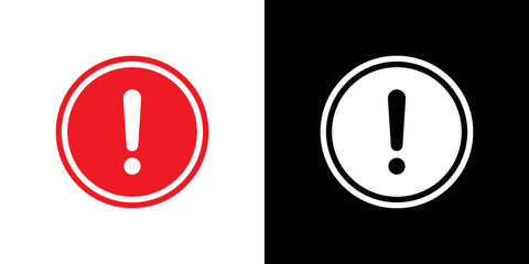Poster - Circle warning, caution sign icon. Danger hazard symbol