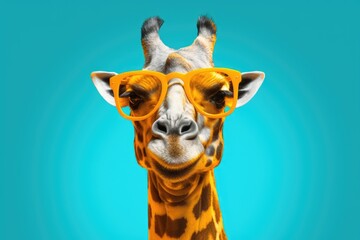 Wall Mural - Portrait of a handsome fashionable giraffe.