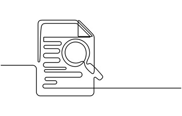 Poster - One continuous line vector drawing of a folder. Outline documents background icon. Saving securities vector icon. Vector illustration, continuous line drawing document paper, File Verification