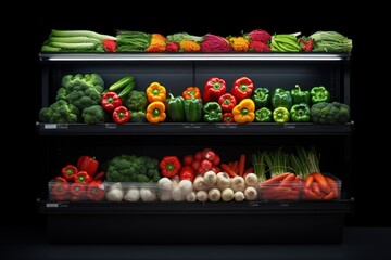 Poster - Supermarket fresh vegetable shelf plant food.