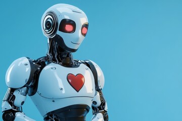 Sticker - Playful robot interacting with a small heart a testament to the emotional depth achievable by artificial intelligence