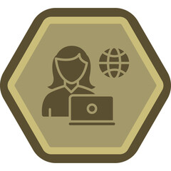 Sticker - Remote Female Worker Icon Design