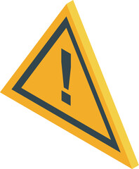 Poster - Yellow triangle warning sign showing danger with exclamation mark, isometric icon