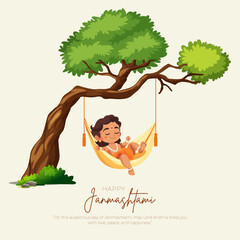 Wall Mural - Happy Khrishna Janmashtami and dahi handi Hindu festival of happy shree lord krishna god born with janmashtami text and gradient background. abstract vector illustration design.