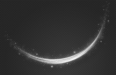 Wall Mural - silver sparkling flow of lines isolated on transparent background. shimmering stardust trail. glowin