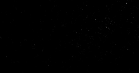 Wall Mural - Natural Organic Dust Particles Floating On Black Background. Dynamic Dust Particles Randomly Float In Space. Shimmering Glittering Dust Particles With Bokeh. Slow motion on Black Background.