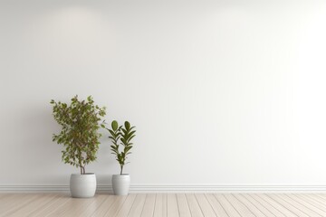 Wall Mural - White Empty Room plant wall architecture.