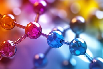 Poster - Vivid molecular structure in a fluid gradient background highlighting chemical bonds