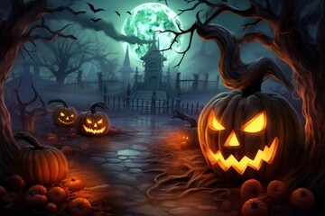 Canvas Print - Halloween halloween pumpkin lantern.