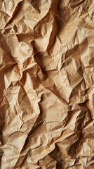 Aufkleber - Textured surface of crumpled brown paper reveals complex folds and shadows, ideal for creative projects or backgrounds