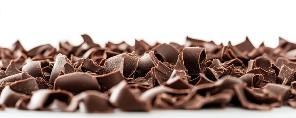 Wall Mural - Close-up of dark chocolate curls on