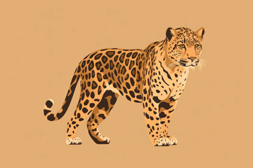 Poster - Elegant jaguar illustration on beige