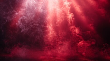 Poster - Red and smoky light beams illuminating a dark space during an evening event