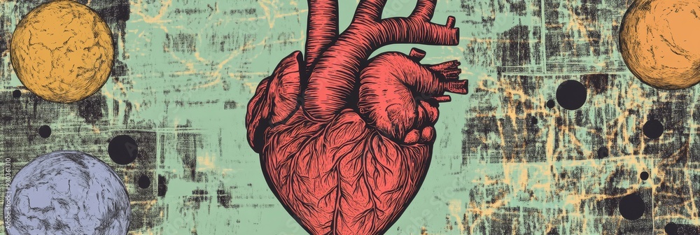 Heart at center of solar system, with lungs, brain, liver, kidneys ...