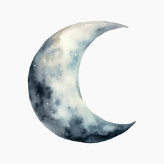 Wall Mural - Watercolor crescent moon illustration