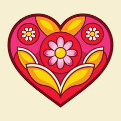 Wall Mural - a heart with a flower and a pink heart with a flower in the center.