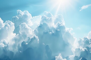 Wall Mural - Fluffy clouds in blue sky
