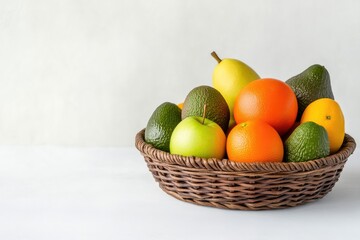 Poster - Healthy Selection of Apples, Oranges, Pears, and Guavas in Basket