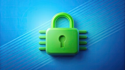 A modern green padlock icon on a blue background with a swoosh symbol around it, representing fast, reliable, and trustworthy online payment security.