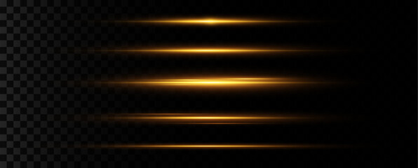 Canvas Print - Horizontal dynamic light golden lines.Bright rays of light. Vector illustration.Bright golden flashes and highlights.k	