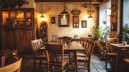 Wall Mural - Rustic Wooden Interior of a Restaurant