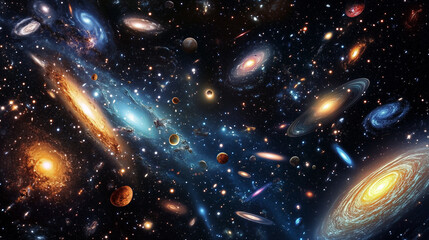Wall Mural - a universe of galaxies: cosmic diversity