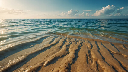 Amazing summer seascape landscape, blue sea water waves splash