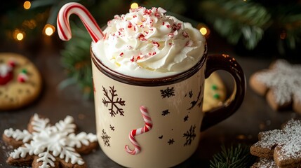 Poster - Cozy Winter Beverage with Festive Decorations