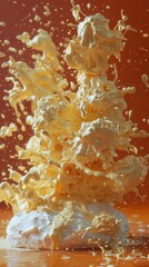 Sticker - Abstract Orange and White Liquid Splash.