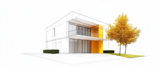 Modern Extension Upgrade: Suburban Home Structural Improvements in 3D Illustration