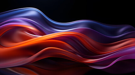 Wall Mural - mauve orange thunder lines, translucent wave flowing across a dark blue background, 3d illustration digital graphic artwork resource