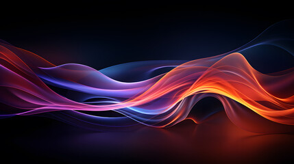 Wall Mural - mauve orange thunder lines, translucent wave flowing across a dark blue background, 3d illustration digital graphic artwork resource