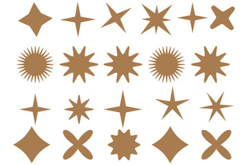 Wall Mural - A set of light, star and flame icon illustrations with twinkle twinkle light effect.