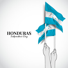 Poster - Honduras Independence Day. Hands with flags of Honduras. Vector Illustration. 
