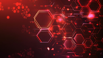 Wall Mural - Abstract red technology hexagonal background