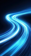 Aufkleber - Dynamic blue light flow creating a mesmerizing abstract effect on a dark background, perfect for technology and design concepts.