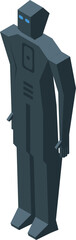 Sticker - Dark grey robot standing still with arms hanging down in isometric view