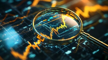 Sticker - Magnifying Glass Over Stock Market Data