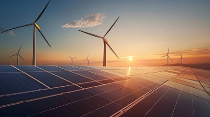 Wall Mural - solar cell in solar farm, alternative energy and sustainable energy, photovoltaic, pure energy renew