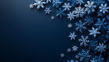 dark blue background with falling snowflakes and stars, perfect for a christmas banner, poster, or g