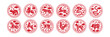 © WinWin - Chinese zodiac circle stamp. Animal of year circular emblem with floral pattern, decorative borders and traditional Asian ornaments. Animals of twelve zodiac signs vector illustration set.
