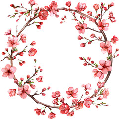 Sticker - Cherry Blossoms Round Frame