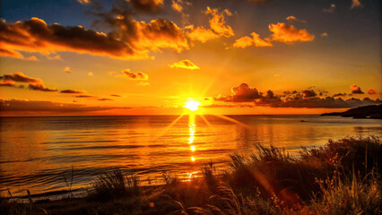 Wall Mural - Panoramic sunset sky of clouds with beautiful tones on nature