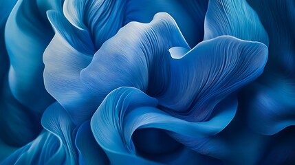 Poster - Abstract Blue Fabric Texture with Wavy Lines and Curves