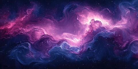 Poster - Abstract Swirling Cosmic Nebula with Stars